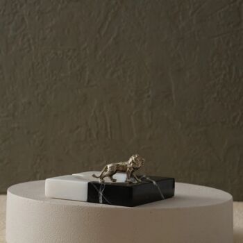 Handmade Black And White Marble Ashtray With Gold Eagle, 2 of 4