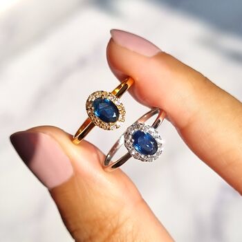 Blue Sapphire Ring In Sterling Silver And Gold Vermeil, 2 of 10