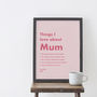 Personalised Things I Love About Mum Pink Bold Print, thumbnail 2 of 2