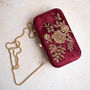 Aashiq Maroon Velvet Floral Clutch, thumbnail 5 of 6