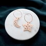 Rose Gold Plated Moon And Star Hoop Earrings, thumbnail 2 of 4