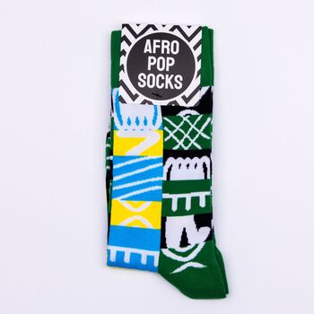 Adinkra Green Afropop Socks, 6 of 6