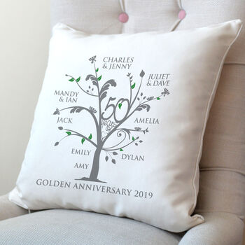 Personalised Golden Anniversary Family Tree Cushion, 4 of 7
