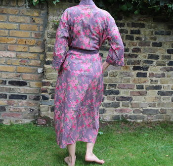 Cotton Voile Kimono Dressing Gown Vintage Floral Print, 4 of 8