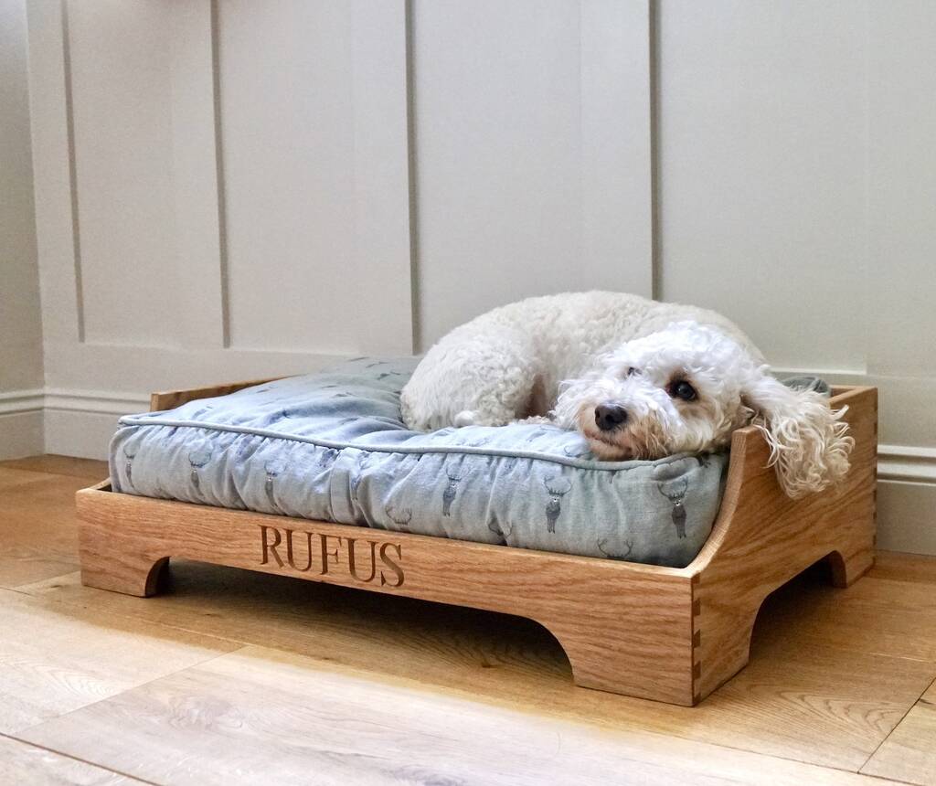 Personalised Oak Dog Bed, 1 of 9
