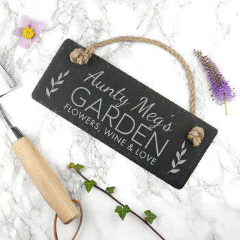 Personalised Our Garden Slate Hanging Sign, 3 of 6