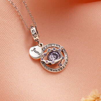 Gemini Zodiac Necklace Silver June Astrology Birthstone, 2 of 6