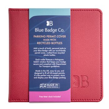 Eco Friendly Disabled Blue Badge Parking Permit Wallet Made From Recycled Bottles In Raspberry, 7 of 7