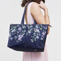 Navy Passion Flower Grab Tote, thumbnail 2 of 9