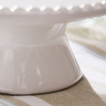 White Ceramic Cake Stand With Beaded Edge, 6 of 6