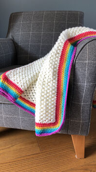 Rainbow Edged Cosy Baby Blanket Crochet Kit, 4 of 4