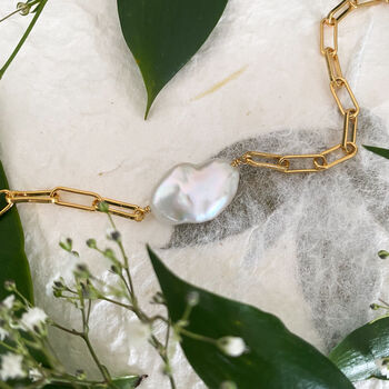 Gold Plated Statement Pearl Chain Bracelet, 5 of 6