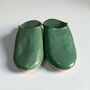 Handmade Moroccan Matcha Green Leather Babouche Slippers, thumbnail 3 of 5