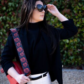 Gothic Red Rose Bag Strap | Extra Long Crossbody Replacement Bag Strap, 6 of 6