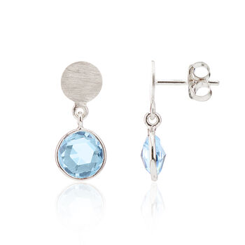 Salina Sterling Silver Disc And Blue Topaz Earrings, 3 of 4