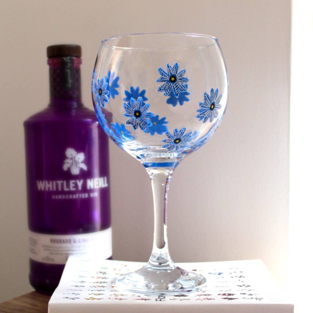 Blue Me Not Painted Gin Glass By Samara Ball Designs