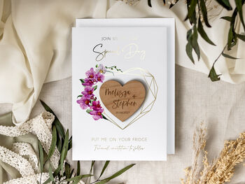 Luxury Geometric Orchid Foil Save The Date Magnets, 5 of 9
