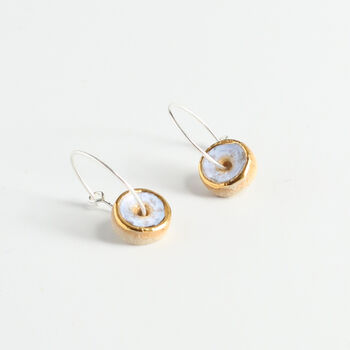 Ceramic, Glass And Gold Opal Frost Sterling Silver Hoop Earrings, 4 of 6