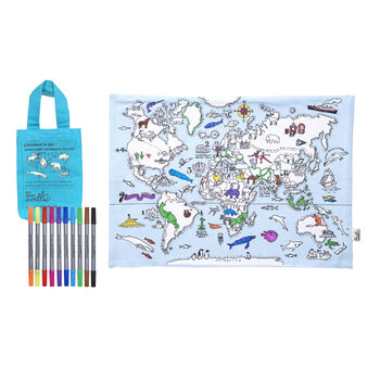 World Map; Animals And Sea Life Placemat Kit +10 Pens, 5 of 5
