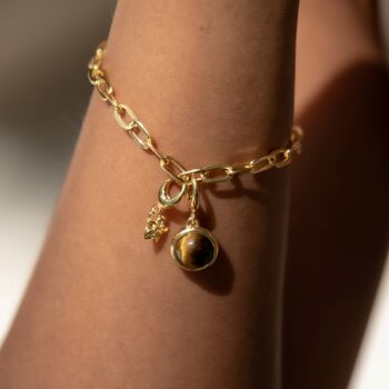 18ct Gold Chunky Oval Link Charm Collector Bracelet, 3 of 5