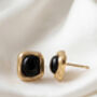 Gold Black Agate Statement Stud Earring, thumbnail 2 of 5