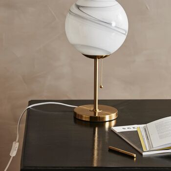 Fauna Marbled Glass Globe Table Lamp, 3 of 5