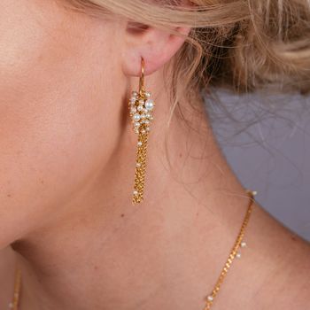 Small Gold And Pearl Tassel Earrings, 2 of 4