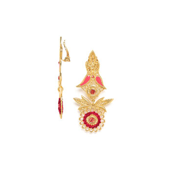 Gold Plated Clip Earrings In Gold And Red Colours, 2 of 3