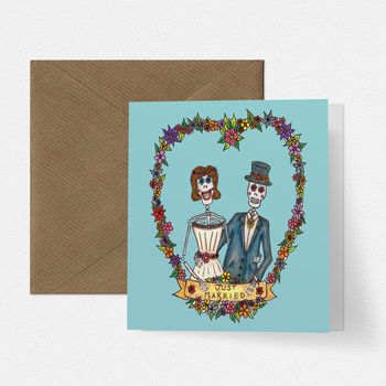 Day Of The Dead Bride And Groom Wedding Card, 2 of 2