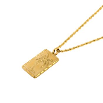 Gold Plated Palm Tree Steel Pendant Necklace For Men, 2 of 12