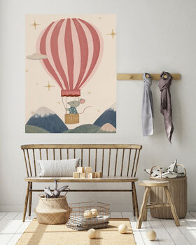 Ballon Riding Mouse Nursery Art Print, 3 of 6