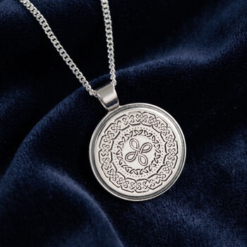Celtic Happiness Mandala Personalised Silver Necklace, 2 of 12
