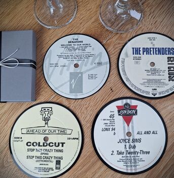 Vinyl Record Coasters 80s Pop Rock Set Of Four, 6 of 8