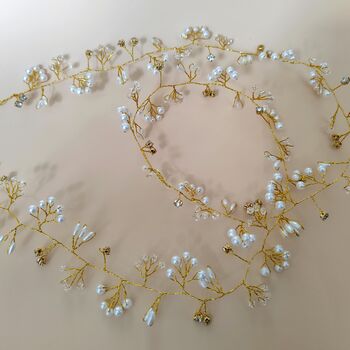 Bridal Hair Hair Vine – Gold/Silver Pearl Hair Accessories, 9 of 9