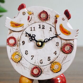 Chicken Hen Cockerel Small Ceramic Mantel Clock. Farmhouse Kitchen, 2 of 7