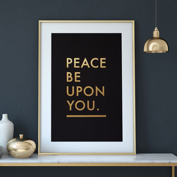 Peace Be Upon You Gold Letter Press Print, 5 of 7