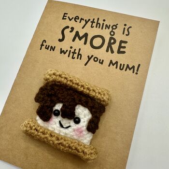 Personalised Smore Campfire Crochet Birthday Card Handmade, 11 of 12
