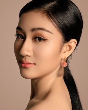 Carved Botan Cherry Quartz Earrings, 8 of 11