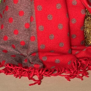Cashmere Blend Spots Scarf In Red, 3 of 5