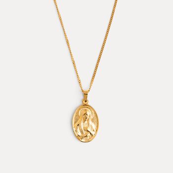 Virgin Mary Silver Oval Pendant Chain Necklace For Men, 6 of 9