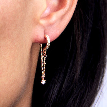Sterling Silver Or Gold Long Chain Diamante Earrings, 4 of 10