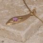 Gold Styled Pendant Set With Pink Sapphire, thumbnail 2 of 2