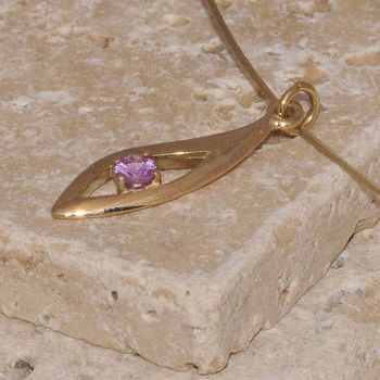 Gold Styled Pendant Set With Pink Sapphire, 2 of 2