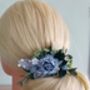 Dusky Dusty Blue Flower Hair Comb, thumbnail 1 of 3