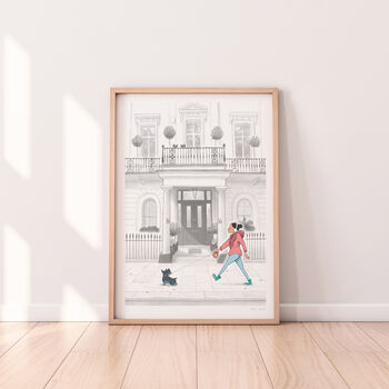 London Kensington Dog Walk Signed Fine Art Print, 6 of 8