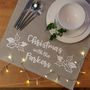 Personalised Linen Christmas Holly Table Runner, thumbnail 2 of 3