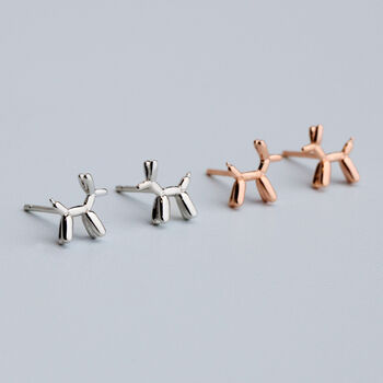 Sterling Silver Balloon Dog Stud Earrings, 3 of 4