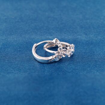 Silver Floral Half Hoop Earrings, 3 of 8