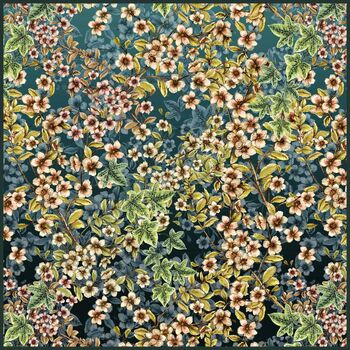 Wild Captivity Birds And Bird Cages Cushion With Flowers In Luxury Velvet On Navy Blue, 8 of 8