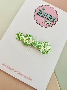 Neon Pale Green Bubble Glitter Resin Hair Clip / Festival Fashion Barrette / Y2 K Rave Aesthetic Hair Accessory, 4 of 5